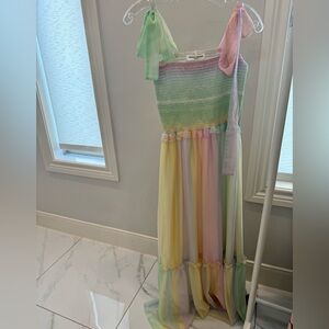 Amanda Uprichard Rainbow Ombre Maxi Dress